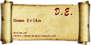 Deme Erika névjegykártya